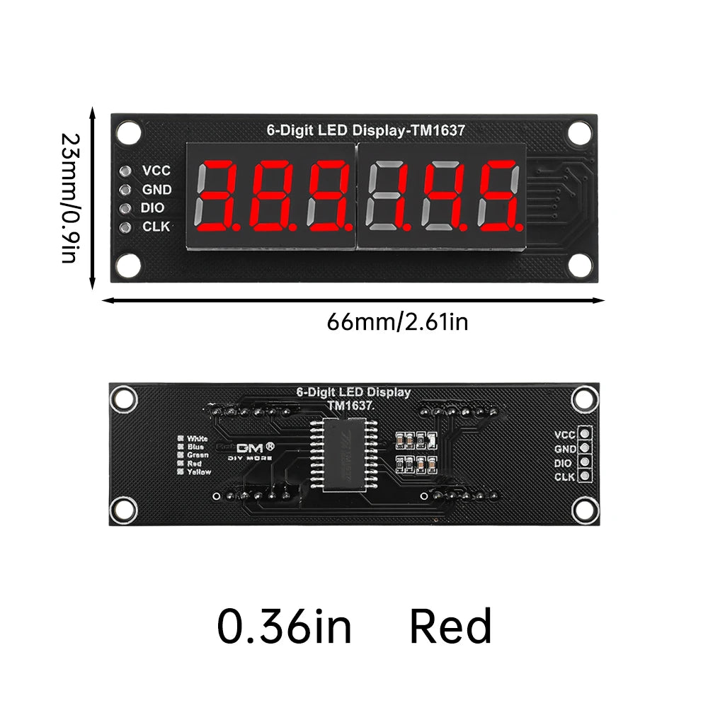 0.36 Inch 4 Bits 6-Digit LED Digital Display Tube Module 5V 7 Segments TM1637 0.36" Anode Tube Decimal Display Module