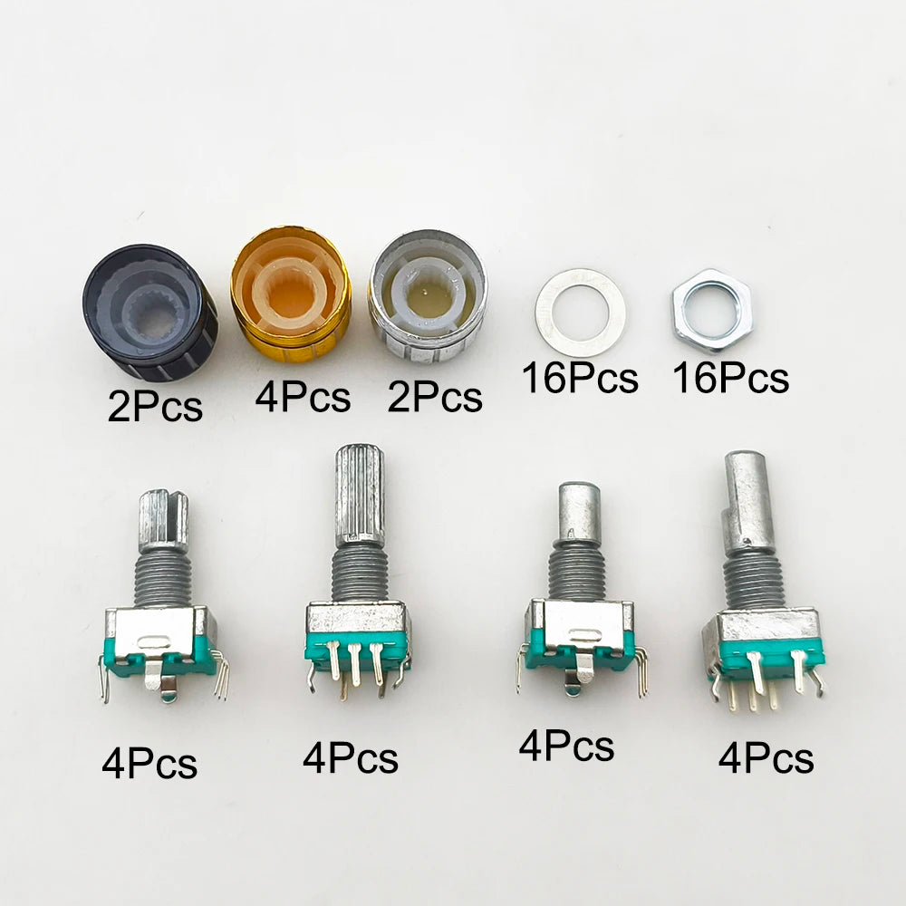 EC11 Rotary Encoder Half / Plum Shaft 5Pin Code Switch Box Set Digital Potentiometer Switches Handle Long 15mm 20mm