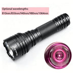 M45 10W High Power Infrared Flashlight, 810nm/850nm/940nm/980nm/1064nm 3-Gear IR Torch Waterproof for Hunting Night Vision