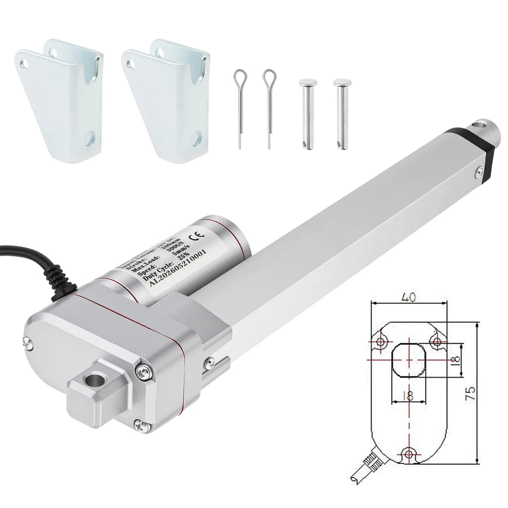 12V Electric Linear Actuator 50/100/150/200/250/300/350/400mm Stroke 3000N Electric Reciprocating Lifting Linear Motion Actuator
