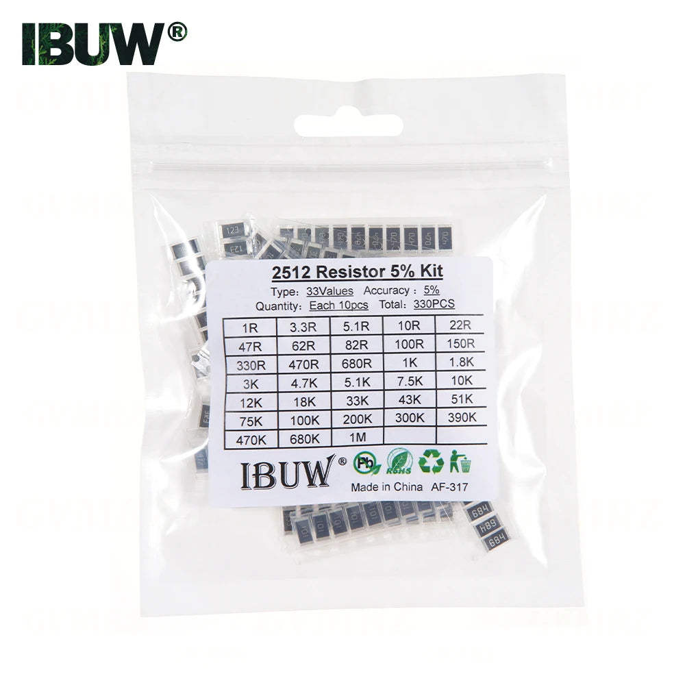 0201 0402 0603 0805 1206 1% 5% SMD Resistor Assorted Kit 1R-1M 10K 100K 1K 100R Resistance Set DIY