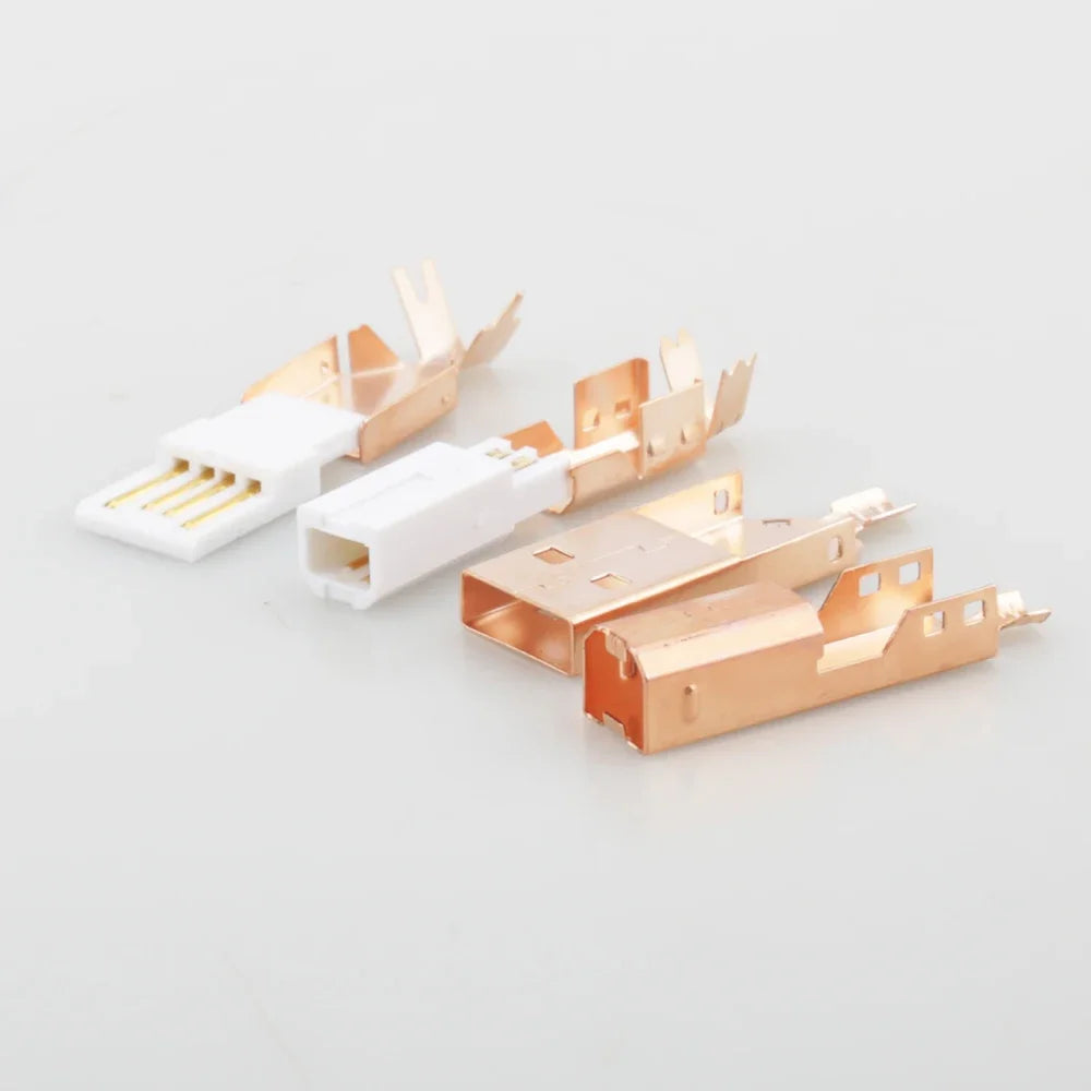 Hi-End Rose Gold Plated USB Connector USB A+USB B Type A-B Plug For DIY USB Cable Taiwan Made
