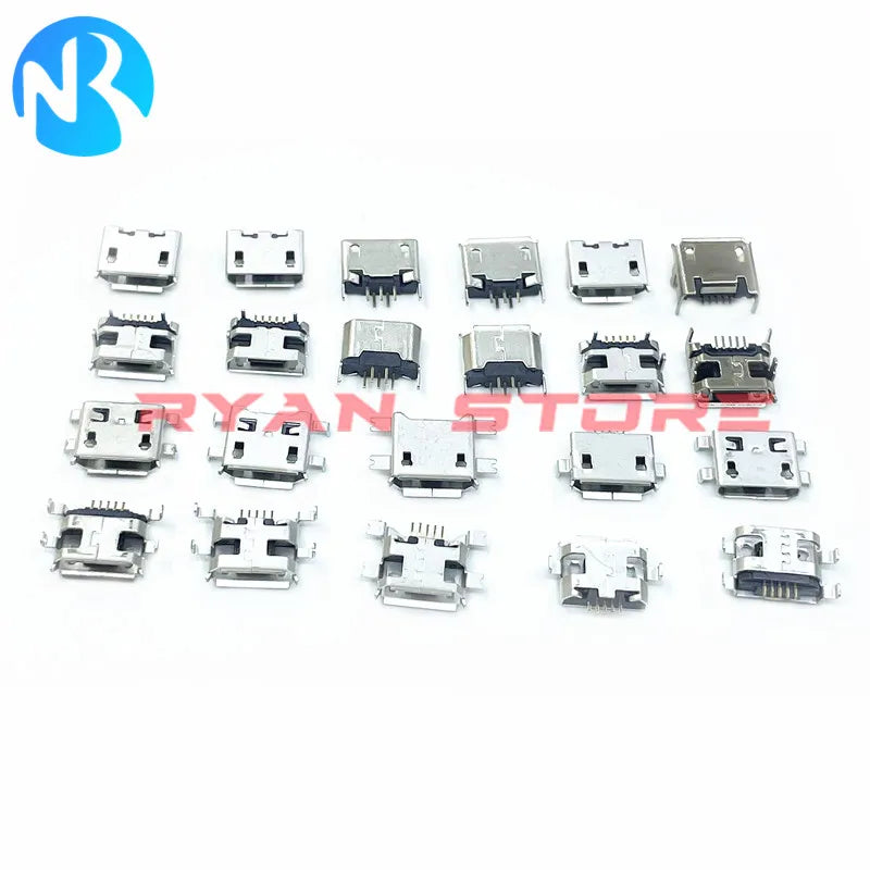 240pcs/box 24 Models Micro USB 5Pin Mini Mobile Phone Charging Accessories Connector Socket Jack For MP3/4/5