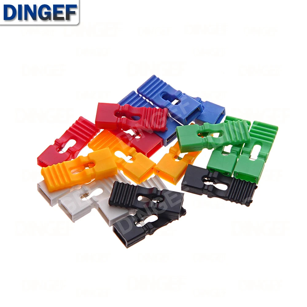 100PCS/lot 2.54mm Jumper Cap Short Circuit Block Connector Hat Closed Open Long Handle for Pin Header Male Female PCB