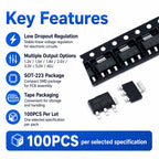 100PCS AMS1117 LM1117 SOT-223 LDO Linear Voltage Regulator IC 1.2V 1.5V 1.8V 2.5V 3.3V 5V ADJ