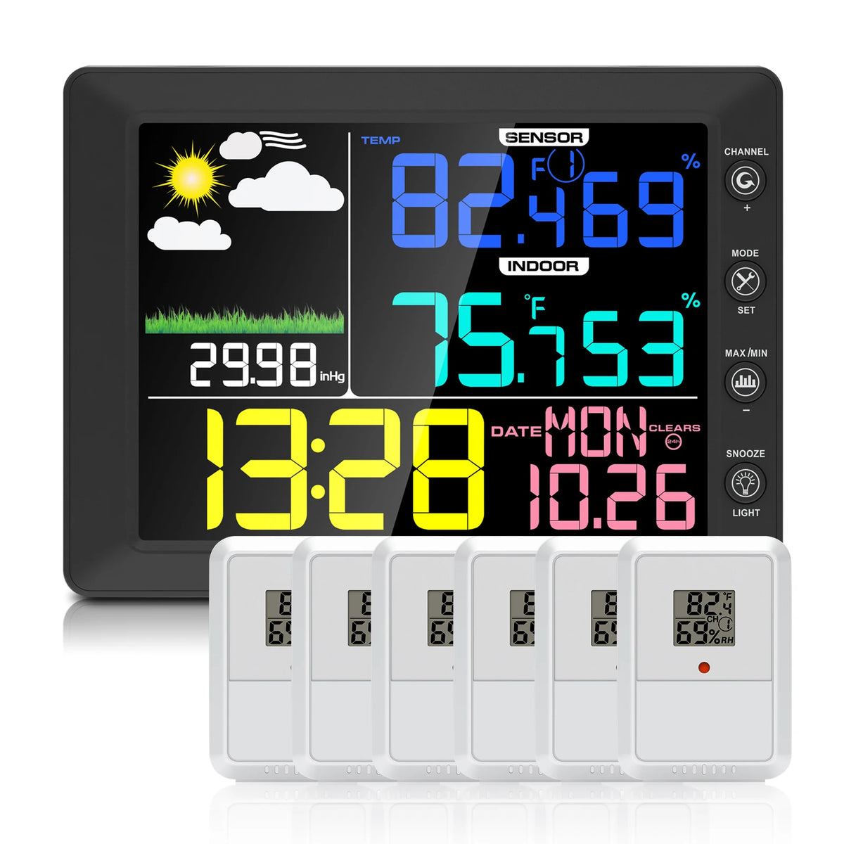 2025 Digital Thermometer Wireless Weather Station with 8.3'' Color Screen 3-in-1 Indoor/Outdoor Sensor Dew Point Monitor