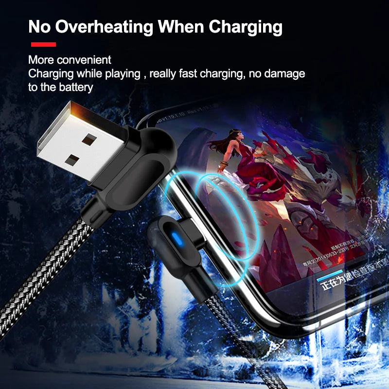 90 Degree USB Type C Cable Fast Charging USB A To Micro Cable For Samsung Xiaomi Huawei Android Phones USB C Data Cable 1M 2M