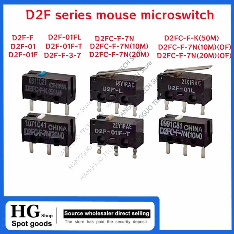 5-10PCS/Lot D2F D2FC Mouse button Microswitch D2F-01  D2F-F D2F-01F-T  D2FC-F-K 50M D2FC-F D2FC-F-7N 10M 20M D2FC-F-K(50M)