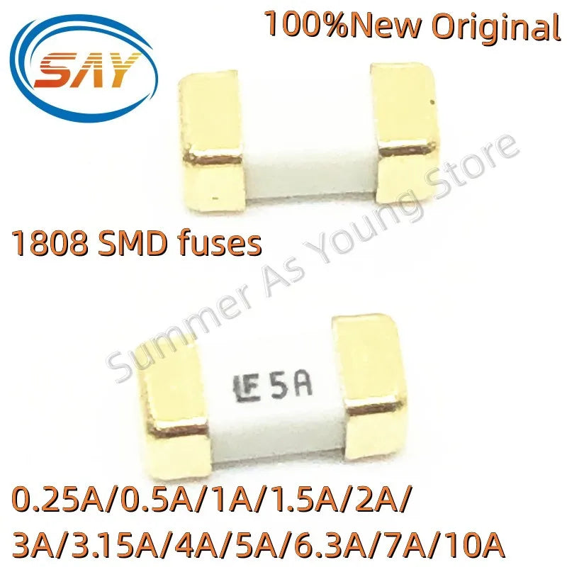 Gold 1808 10PCS 125V 250V AC 0451 SMD Fast Blow Fuse 0.5A 500mA 1A 2A 3A 4A 5A 6.3A 8A 10A 12A 15A  750MA 2410 Ultra-rapid
