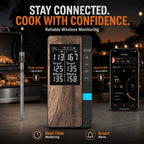 Wireless Meat Thermometer Digital Bluetooth Probe Thermometer Rechargeable with LCD Screen & Mobile APP for BBQ Oven Rotisserie