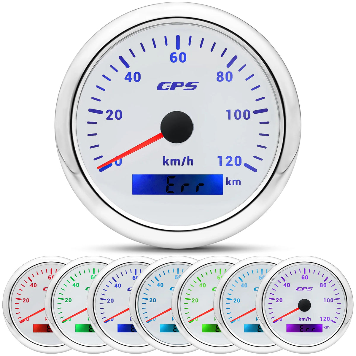 60/120/200KMH 85MM GPS Speedometer Gauge 7 Color Light with GPS Antenna Waterproof Motorcycle Boat Car Truck Speed Gauge Meter