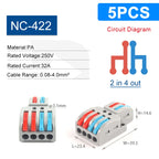 5PCS Wire Connector Multicolour Lever Push-in Electrical Cable Home Connectors LED Junction Box Universal Compact Terminal Block