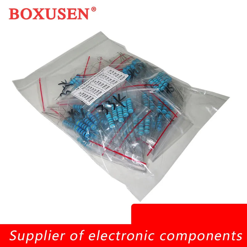 300PCS 150PCS 30values Each 5/10PCS 1~750 1K~820K Ohm 1/2W 1W 2W 3W Resistance 1% Metal Film Resistor Assortment Kit Set