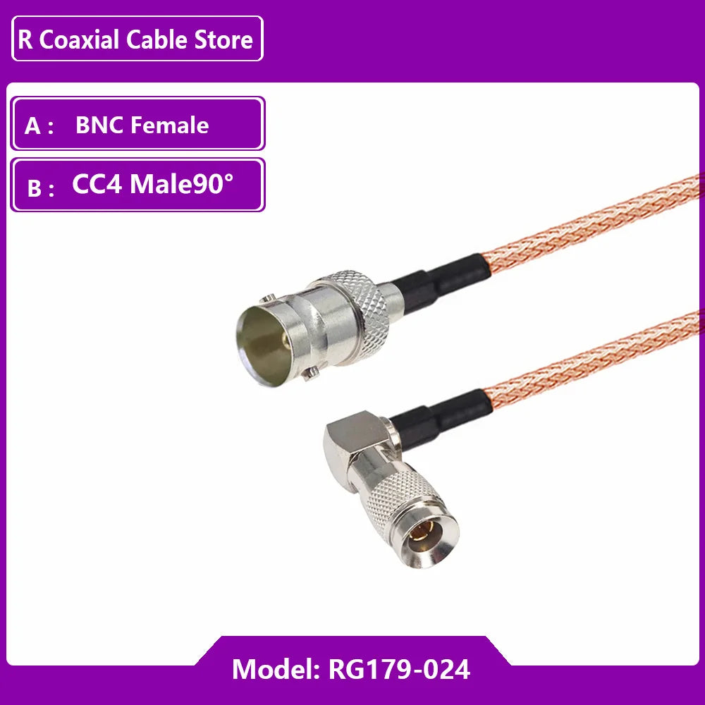 HD SDI RG179 Pigtail 75 Ohm Cable BNC Male to Mini DIN 1.0/2.3 CC4 Male Straight 90Degree Adapter Black Magic Hyper Deck Shuttle