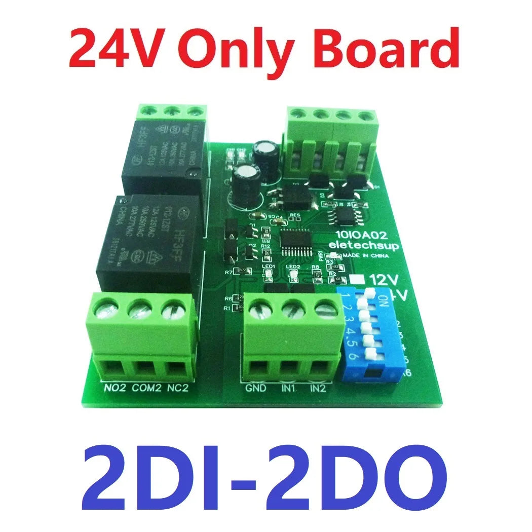DC 24V 1/2/4/8/12CH  RS485 IO Module Modbus RTU 10A Relay DO NPN DI Dry contact Board