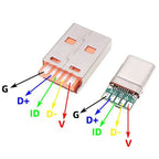 PD Fast Charge Type-C USB 65W 5A Male Connector Welding With 5Pin PCB + Type A Male 5Pin USB DIY OTG Data Charge DIY KIT