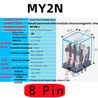 MY2P HH52P MY2NJ Relay Coil General DPDT Micro Mini Electromagnetic Relay Switch with Socket Base LED AC 110V 220V DC 12V 24V