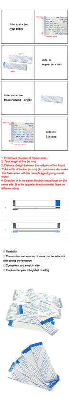 10PCS FFC/FPC Flat Flexible Cable Connection Cable 4/5/6/7/8/10/12/14/16P Spacing of 0.5MM