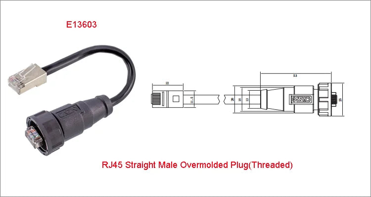 RJ45 CAT5E CAT6A Shield Waterproof RJ45 Ethernet IP67 Connector PCB Panel Mount With Pigtail Cable Outdoor Connector L = 0.3M