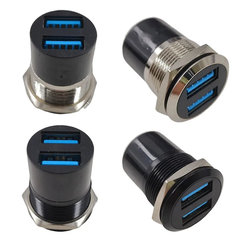 10PCS Panel Openings, 24 Metal Circular D-Shaped USB 2.0 3.0 Single Port Double Port Female Socket Waterproof Joint