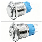 12/16/19/22mm Metal Push Button IP66 Waterproof Self Reset Latching Red LED 1NO1NC Plug Terminal 5V 12V 220V Control Switch Blue