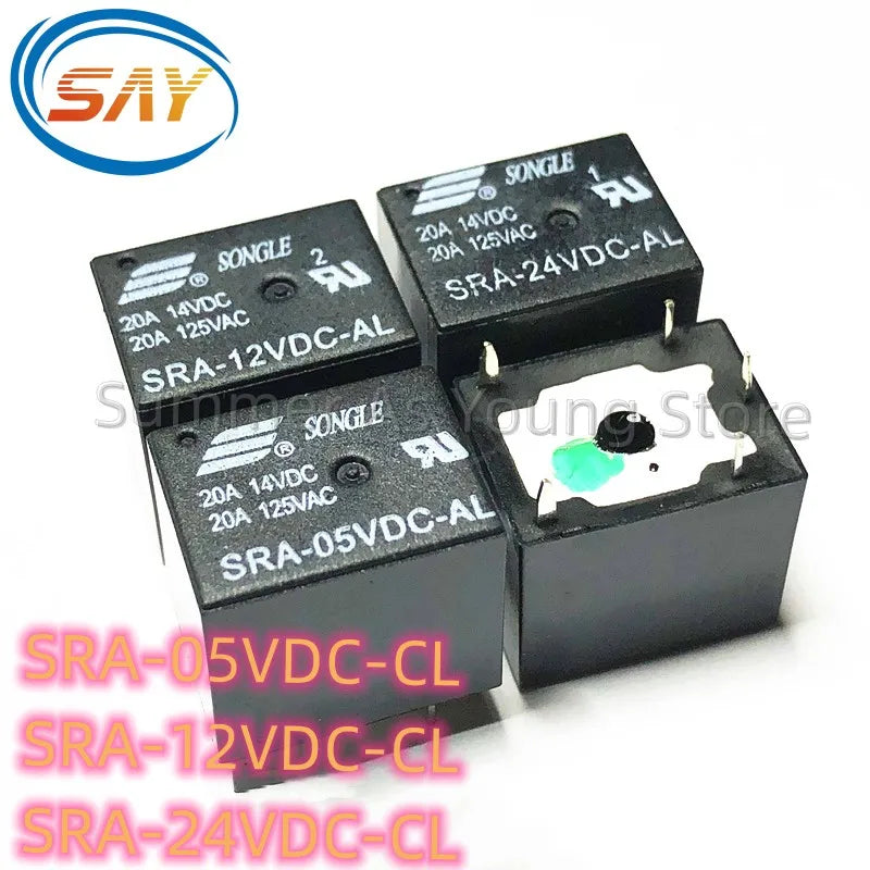 100PCS/LOT 100%New Original SRA-12VDC-CL SRA-24VDC-CL 5PINS 20A Automobile Relay