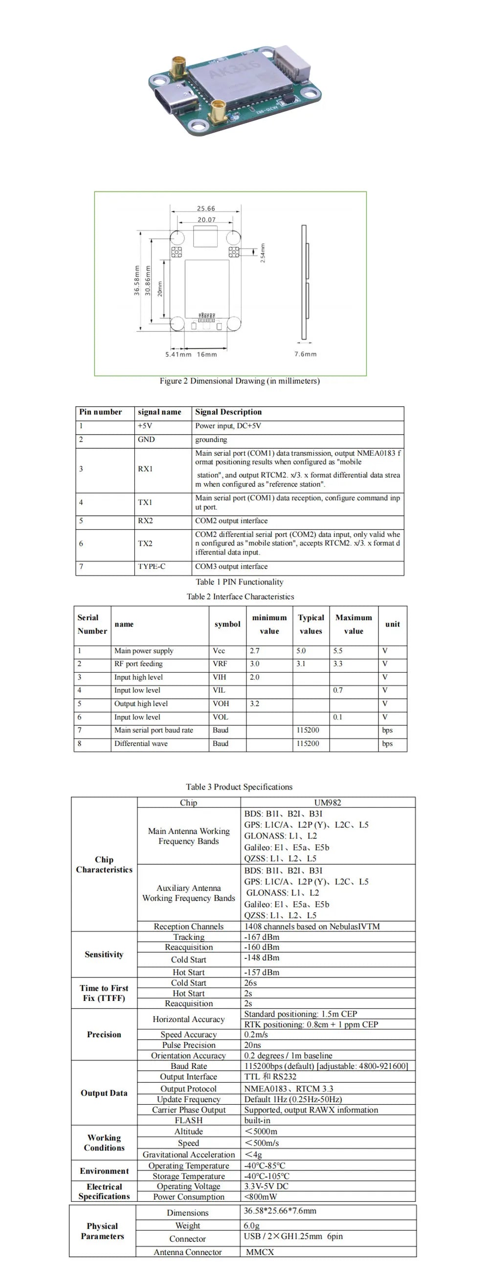 UM982 Module GNSS Full-Frequency Centimeter-level Low-power High-precision RTK Differential Direction Finding UAV GPS Module