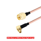 MMCX Male Straight Right Angle 90 Degree to SMA Female Male Flange Panel Mount RG316 Pigtail FPV Antenna Extension Cable for RC