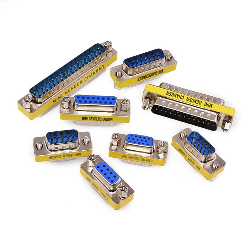 1PCS Mini Gender Changer Adapter DB9/DB15 VGA Male to Female/Male to Male/Female to Female RS232 Serial Plug Com Connector