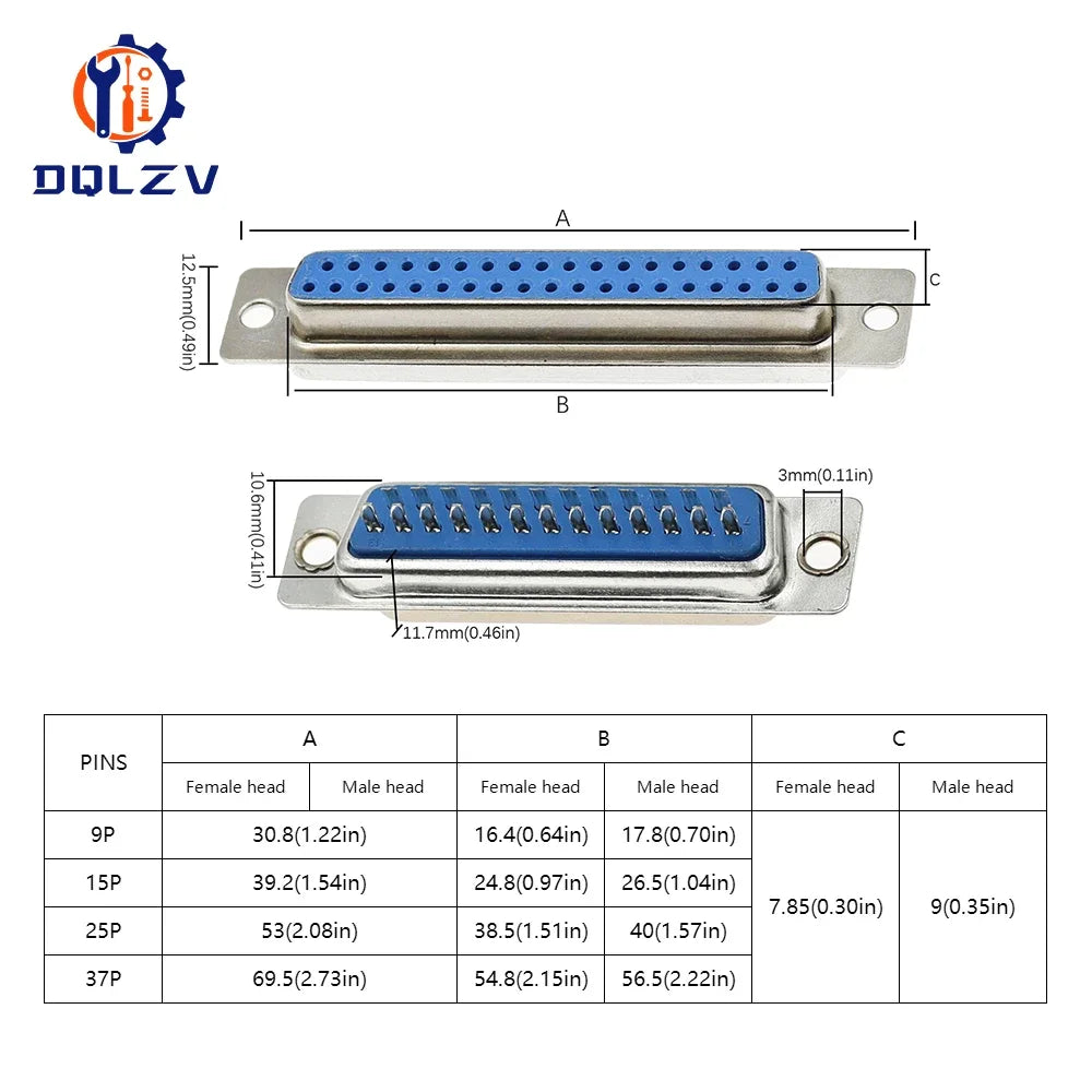 DB15 DB25 DB9 DB37 Parallel Serial Port Fmale/Male Solder Connector+Plastic Assemble Shell Cover 37 9 15PIN VGA Adapter