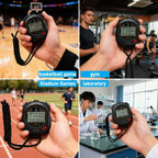 Waterproof Digital Stopwatch, 100-Lap Sports Timer with Neck Lanyard for Running, Swimming, Training - Stopwatch for Men Women