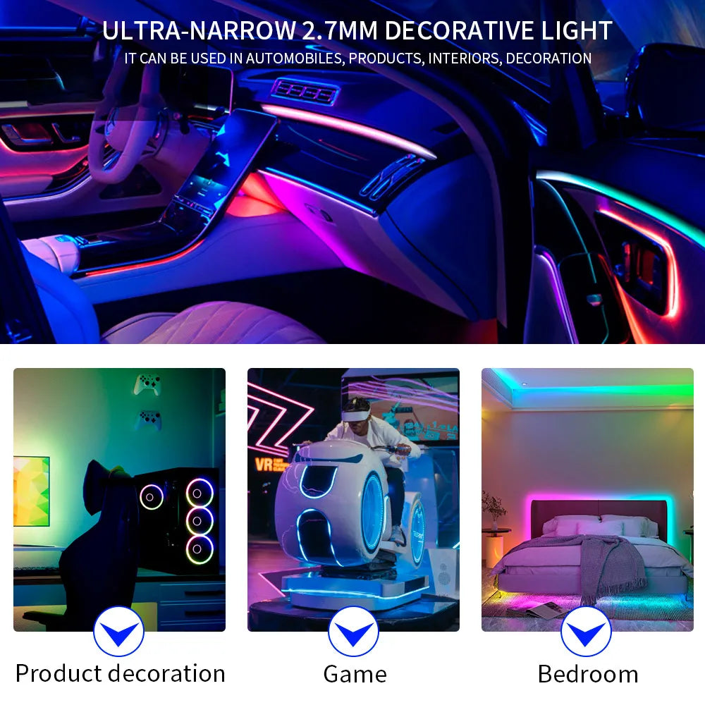 Ultra Narrow 2.7mm WS2812B LED Strip WS2812 2020 160Leds/m individually addressable Samrt RGBIC Light Tape DC5V/12V
