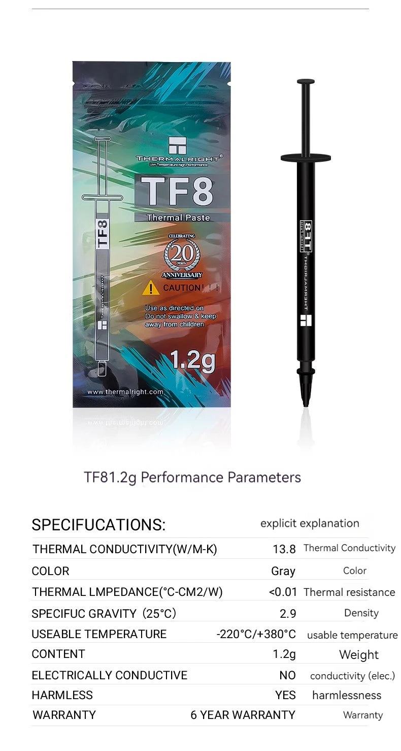 Thermalright 13.8W/m.k Thermal Conductive Grease Silicone Thermal Paste For Computer PC Laptop CPU GPU Video Card Chips
