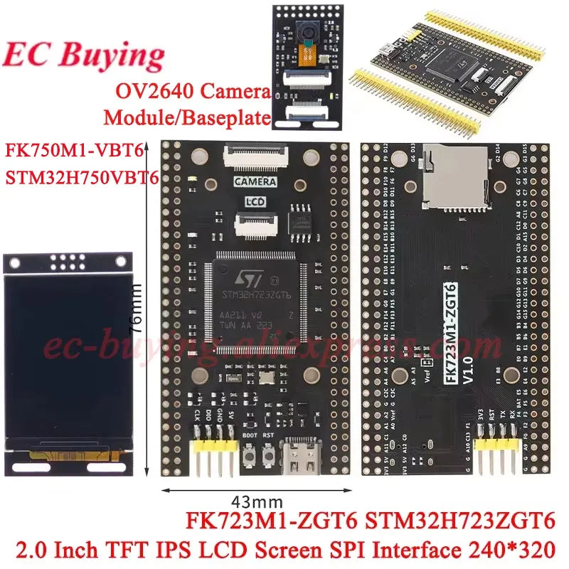 STM32H723ZGT6 FK723M1-ZGT6 STM32 STM32H723 STM32H MCU ARM Development Board OV2640 Camera Module 2.0 Inch TFT IPS LCD Screen SPI