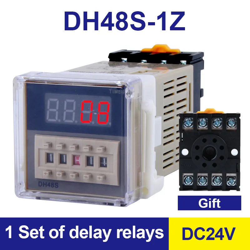 DH48S-S 12V Time Relay 220VAC 24VDC Repeat Cycle SPDT with Socket DH48S Series Delay Timer with Base