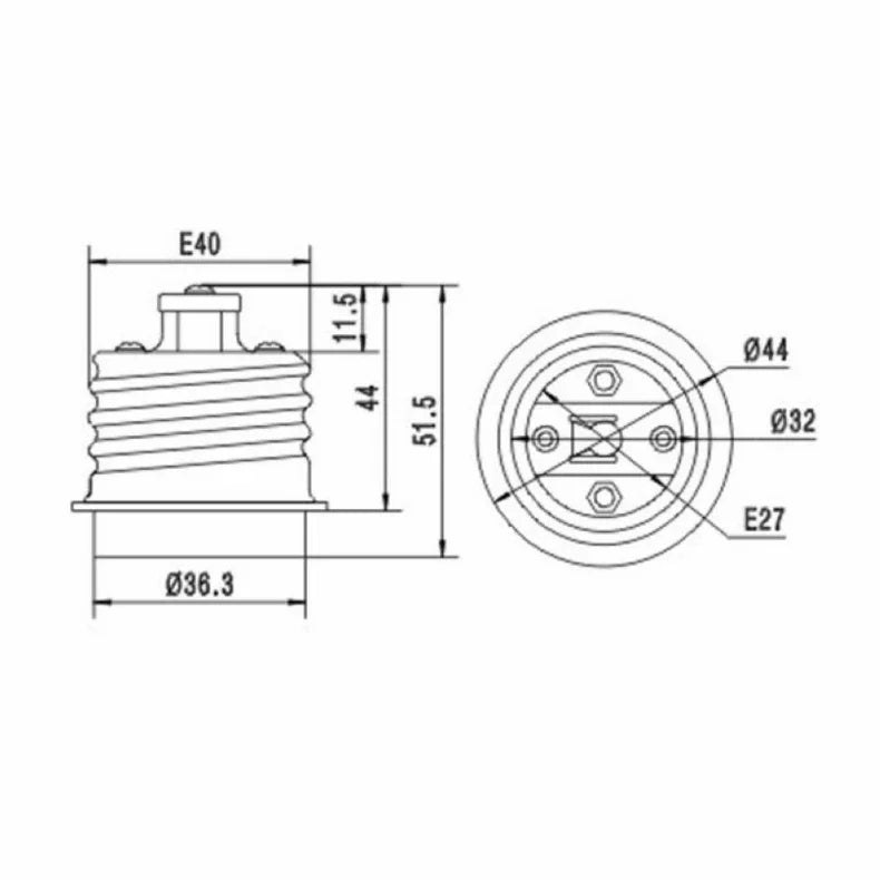 2PCS E40 To E27 Light Socket Adapter Mogual To Medium Edison Screw Halogen High Temp PBT LED Bulb Base Lamp Holder Converter