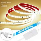 120LED/m LED Strip Light 220v Flexible&10cm Cuttable Soft Lamp Bar 2835 Tape Adhesive EU Plug Vanity Cabinet Wardrobe Home Decor