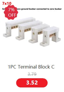 Bridge type guide rail type zero line busbar green flame-retardant terminal block 6 * 9 distribution box zero ground busbar conn