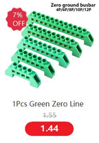 Blue White Green Bridge Design Zero Line 4-12 Pole Screw Brass Copper Grounding Strip Terminal Block Connector Earth And Neutral