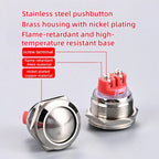 Push Button Switch Metal Screw Terminal Soldering 16/19/22mm Short 7A Latching Self-Locking/Reset LED Light 6/12/24/110/230V