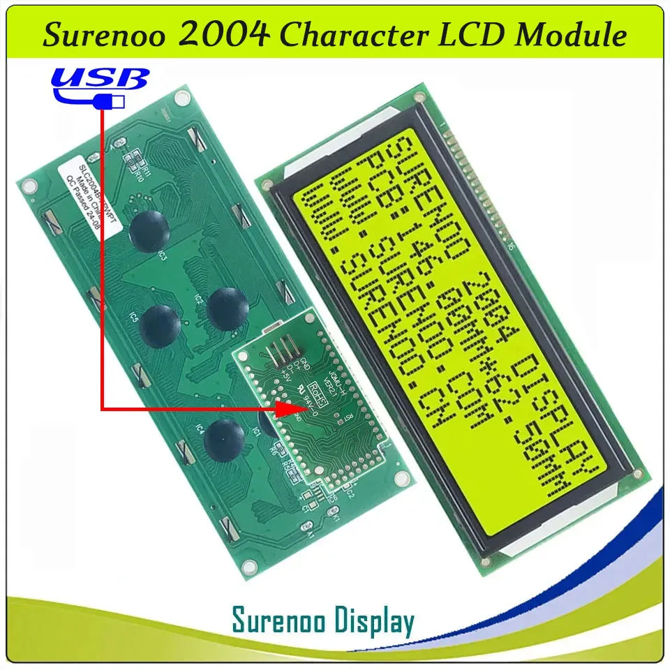 Surenoo 204 20X4 2004 Parallel Serial IIC I2C LCD2USB USB2LCD RS232 UART TTL Large Character LCD Module Display Screen Panel LCM
