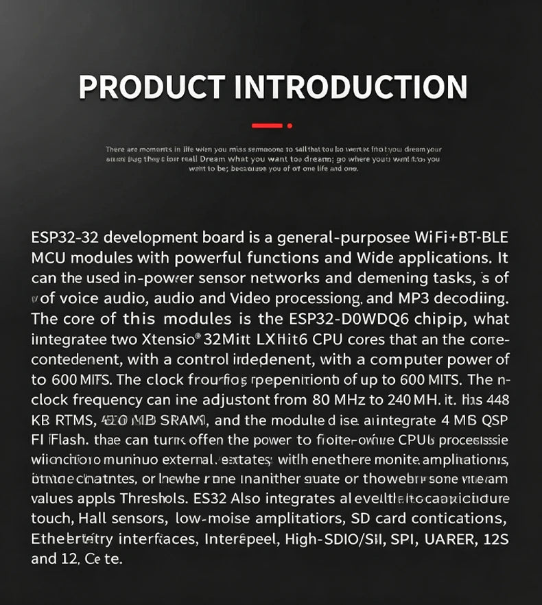 ESP32 Development Board Module, 8266 Wireless WiFi + Bluetooth, Dual-Core CPU, CH340 Chip, ESP32 Programming Socket