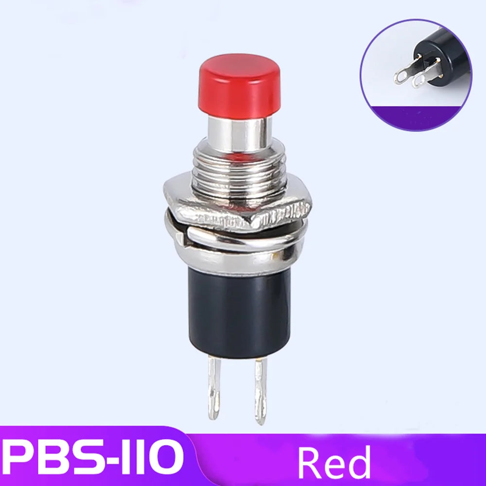 6PCS PBS-110 7MM Momentary Push Button Switch Press The Reset Switch Momentary ON OFF Push Button Micro Switch Normally Open