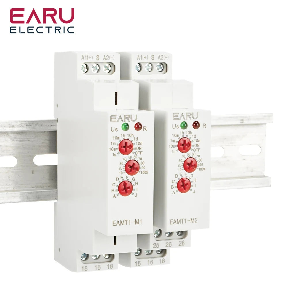 EARU 1Pcs 16A Multifunction Type 0.1 Second -10 Days Timer Relay With 10 Function Choices AC DC 12V-240V Time Relay Din Rail