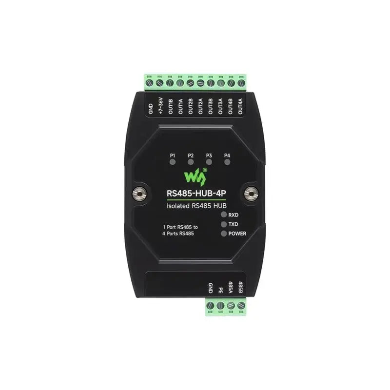 Waveshare Industrial-Grade RS485 HUB 4-Channel Rail-Mounted Wide Baud Rate Signal Relay Repeater RS485 HUB Isolation-ABVP