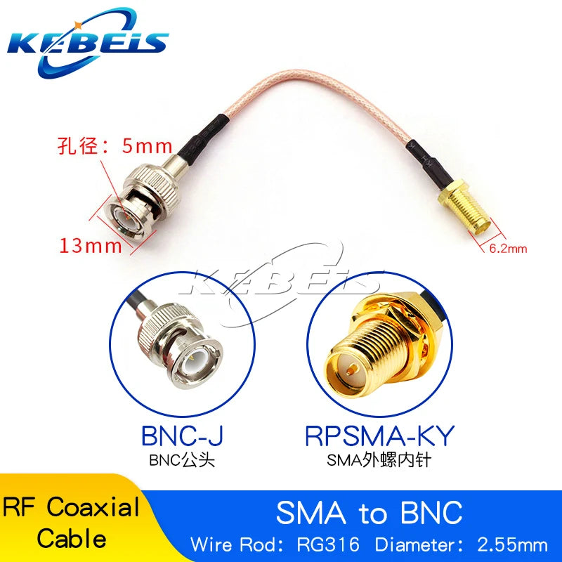 RG316 Cable SMA to BNC Male Plug & Female Jack Nut Bulkhead BNC To SMA Male Female Connector Extension WIRE RF Coaxial Jumper
