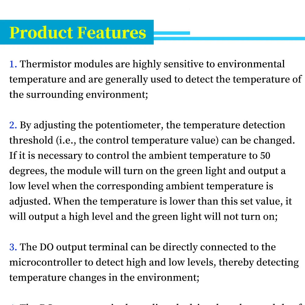 3/4 LINE Thermistor temperature sensor module thermal sensor module DO the digital output/temperature control switch For Arduino