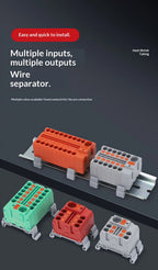 Push-in Terminal Block PTF6X2.5mm One in Multiple Out Splitter Spliceable Wire Connectors DIN Rail Junction Box Electrical Joint