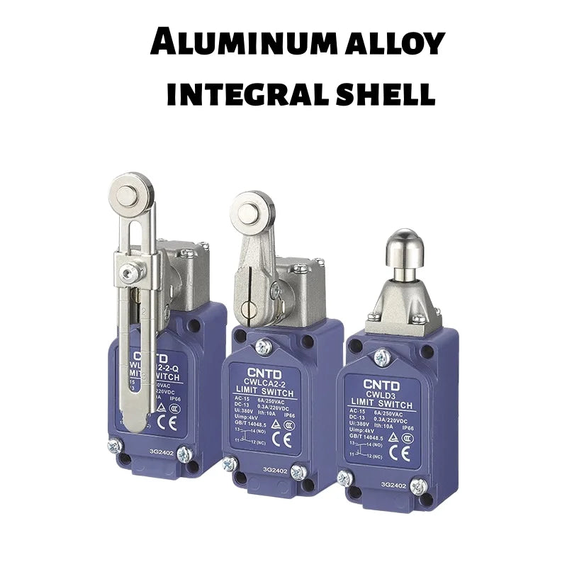 Limit Switch, CNTD CWLNJ‑S2 aluminum alloy housing 1NO1NC contact, 10A 250VAC IP65 flexible spring rod, position sensor for mach