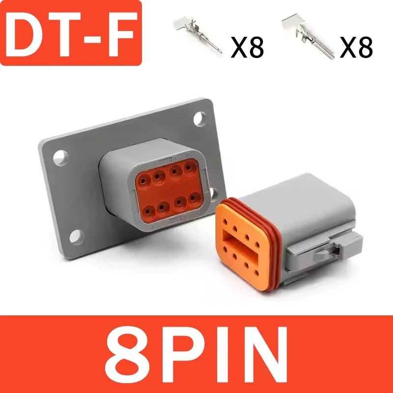 Deutsch DT Series IP68 Waterproof Connector with Fixed Flange Plug DT04-2P/12P for Auto/Truck/Bus Wiring 22-16AWG